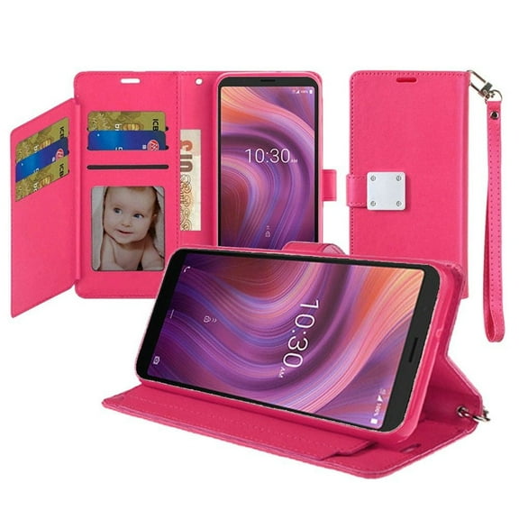 GSA Lux Flip Wallet Credit Card Case for Alcatel 3V (2019) - Hot Pink