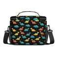 thumbnail image 3 of Dinosaur and Geometric Black Pattern Insulated Lunch Box for Women Men, Medium Leakproof Cooler Bag with Adjustable Strap, 10"x6.7"x8", 3 of 6