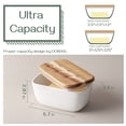 thumbnail image 3 of DOWAN 6.5 inch Ceramic Butter Dish with Wooden Lid, White, 3 of 7