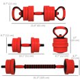 thumbnail image 2 of CoSoTower Ensemble d'Haltères Réglables 4-en-1 de 66 Lb, Barre, Kettlebell, Support pour Pompes, Rouge, 2 of 7
