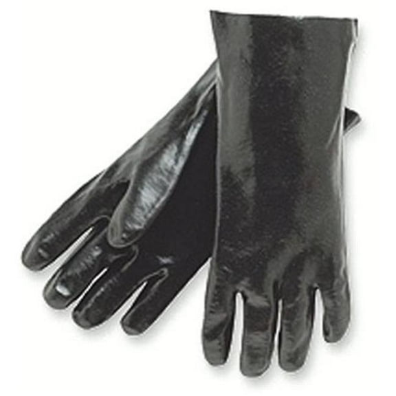 6212 Chemical Resistant Gloves, PVC, 12 in L, Not Rated, Black, L, 12 PK