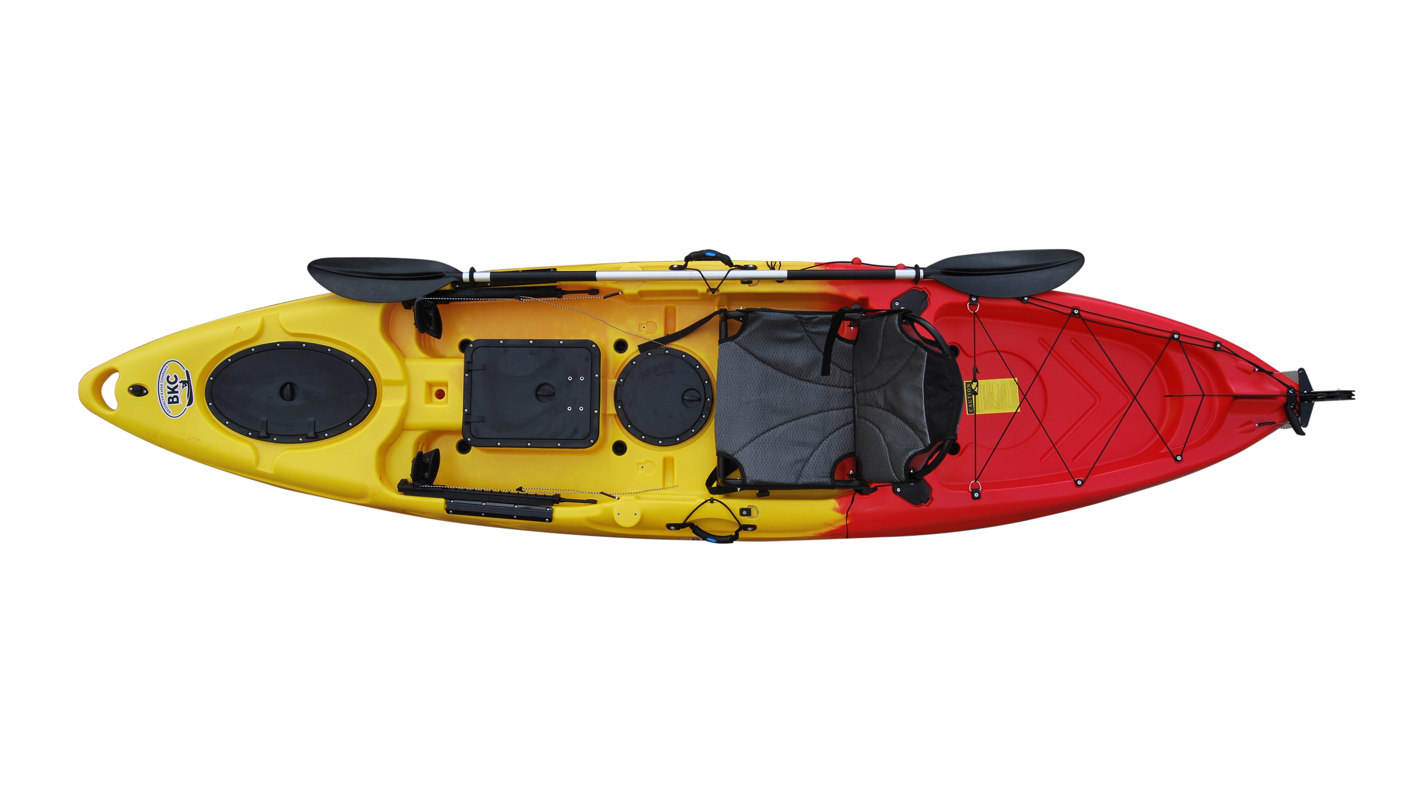 BKC - RA220 - 11.5-foot Solo Sit on Top Angler Fishing Kayak w/ Upright  Aluminum Seat, Paddle and Foot-Controlled Rudder.