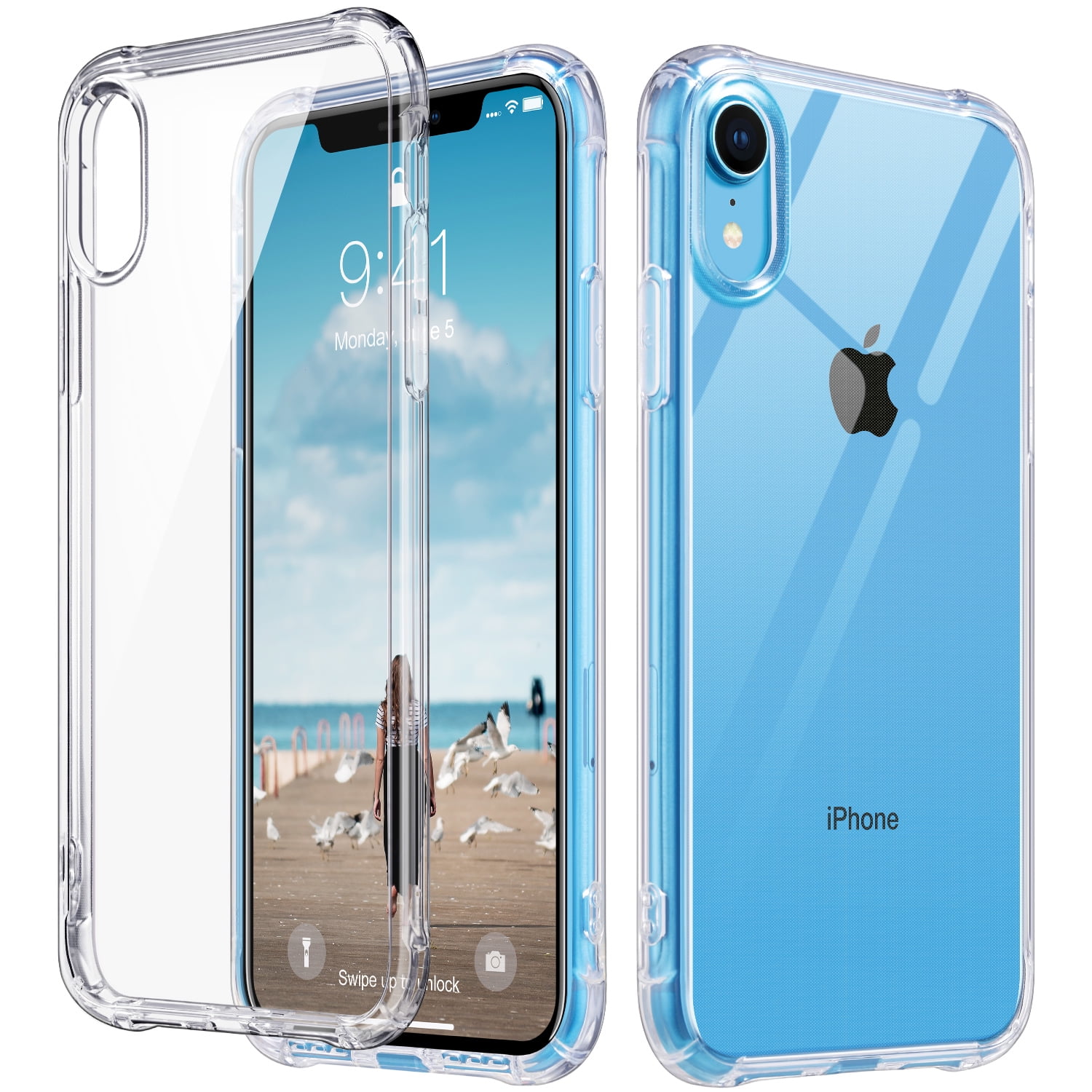 FUJICAR iPhone XR Case for Girls,Glossy Smooth Slim Fit Clear Bumper Shock Proof Flexible Soft TPU Full Body Protective Cover Case with 360 Degree Rotating Ring for iPhone XR 2018 6.1 inch 
