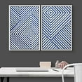 thumbnail image 3 of IDEA4WALL Framed Wall Art Print Set 3D Illusion Effect Blue and White Diamond Collage Abstract Shapes Modern Contemporary for Living Room, Bedroom, Office - 16"x24"x2 White, 3 of 5