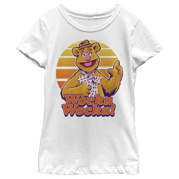 Girl's The Muppets Fozzie Retro Bear  Graphic Tee White Small