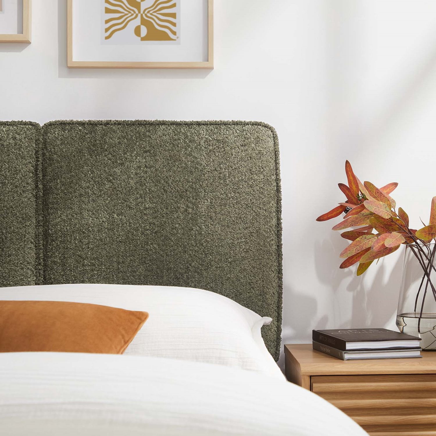 Headboard, Twin Size, Green, Fabric, French Bedroom, Modern Contemporary HB36837