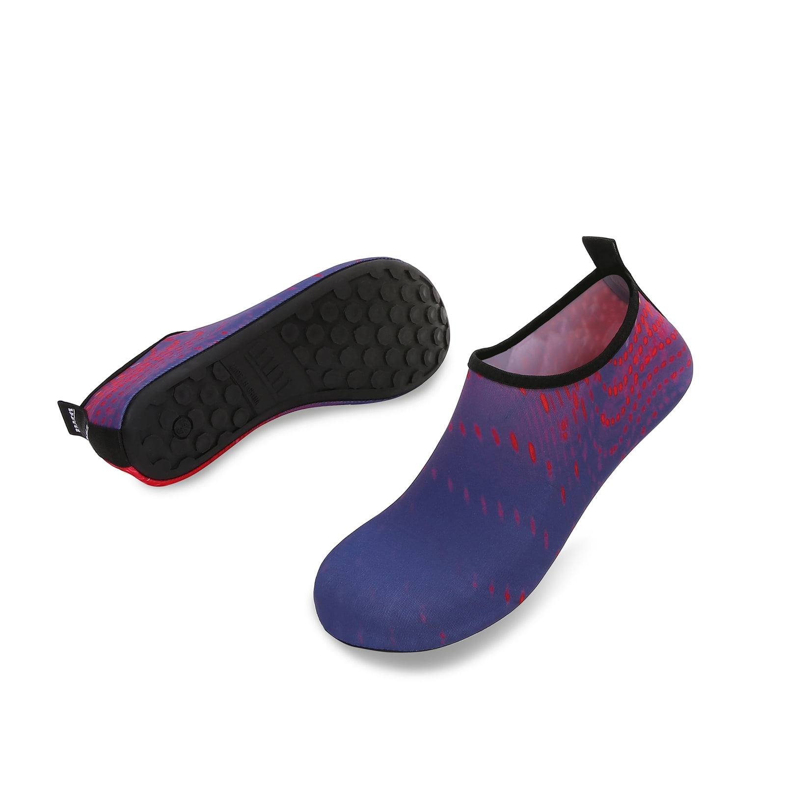 Men and Women a Slip On Barefoot Quick-Dry Beach Aqua Yoga Water Shoes (Meteor/Purple Red, 5.5-6.5 Women/5-5.5 Men)