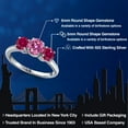 thumbnail image 2 of Gem Stone King 925 Sterling Silver Pink Moissanite and Red Created Ruby Engagement Ring for Women | 2.00 Cttw | Round 6MM | Gemstone Birthstone | Size 9, 2 of 6