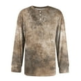 thumbnail image 7 of Inglocry Men's Henley Shirt, Long Sleeve Button Down Tie Dye Soft Cotton Blend Thermal Pullover Top Light Brown M, 7 of 7