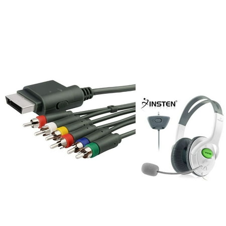 Insten Component HD AV Cable + Gaming Headset with Mic Headphone with Microphone For Xbox 360 / Xbox 360 Slim