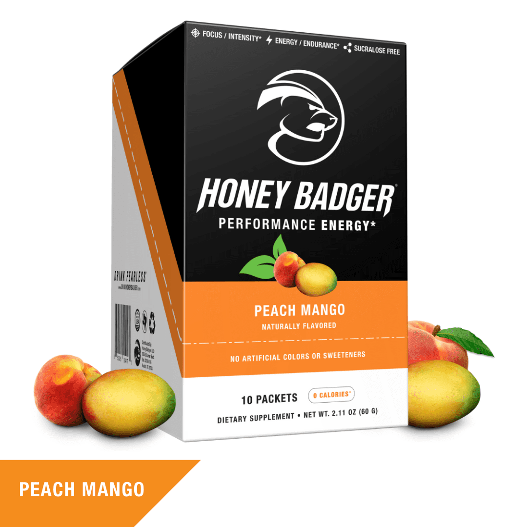 Honey Badger Vegan Keto Pre Workout Peach Mango Natural Paleo Sugar