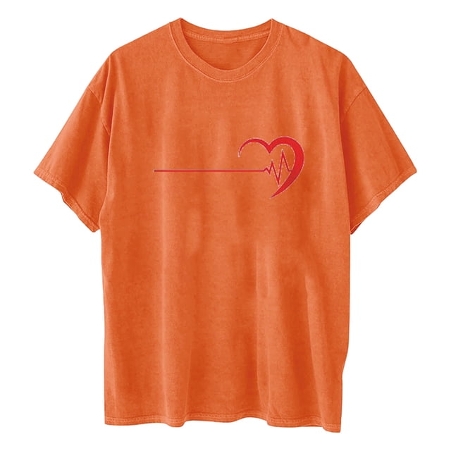 Hombres y mujeres Parejas Mangas caídas Estampado de San Valentín Blusa suelta de manga corta Pompotops oipoqjl3538