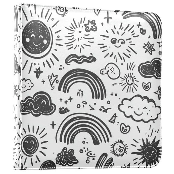 FORMRS 3 Ring Photo Album 4"x6" Self Adhesive Large Capacity PU Leather Cover, Clouds and Suns