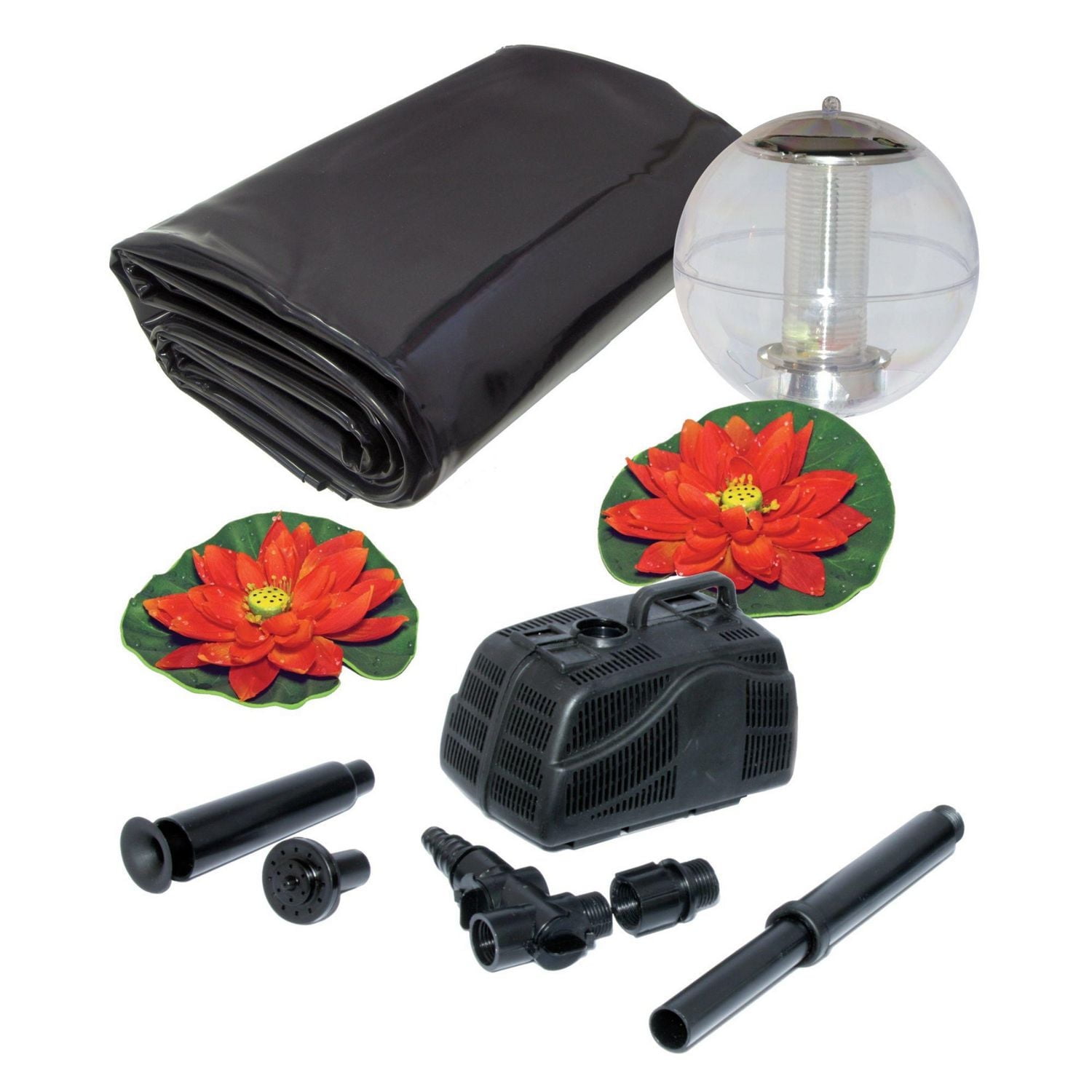 KoolScapes Kit de démarrage pour bassin de 400 gallons avec fontaine, pompe et revêtement de 340 GPH, ensemble complet de jardin aquatique extérieur