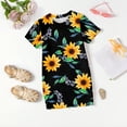 thumbnail image 4 of Abcomgle Cute Dresses for Girls 10-12 Casual A-Line Short Sleeve Midi Dress Sunflower Print Summer Crew Neck Cute Sundresses for 4-14t Kids, 4 of 6