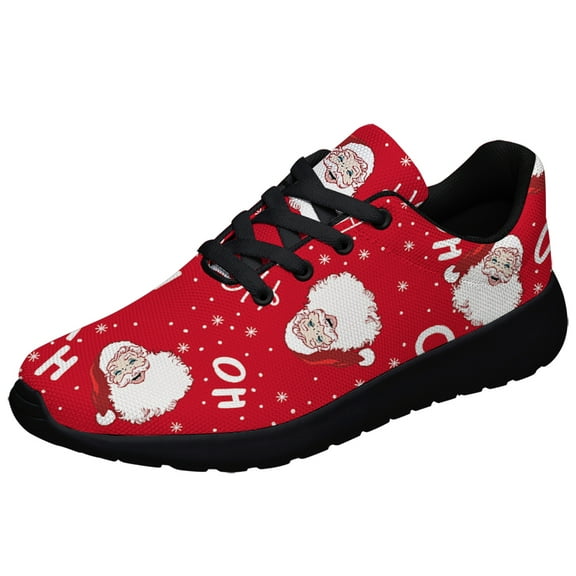 Christmas Shoes for Women Santa Claus Sneakers Men Lightweight Walking Running Sneakers Black Size 3.5