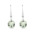 thumbnail image 2 of Gem Stone King 12 ctw 925 Sterling Silver Green Prasiolite Cushion Checkerboard Dangle Earrings, 2 of 5