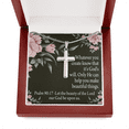 thumbnail image 2 of Christian Encouragement God's Will & Beauty Psalm 90:17 Cross Card Necklace w Stainless Steel Pendant, 2 of 20