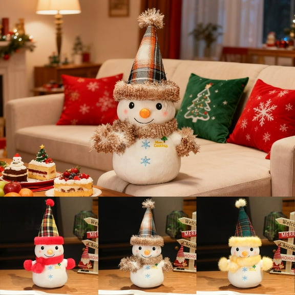 Christmas Decorations Plush Throw Pillows Soft Green Velet Snowman Shaped Pillow Rustic Stuffed Cushion Xmas Decor Indoor for Home Sofa Bed Couch Office Couch Living Room Christmas Gitt