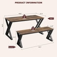 thumbnail image 3 of Dining mesa bench set para 4, kitchen mesa con 2 benches, rectangular dining room mesa set, sturdy metal frame, space-saving para kitchen, dining room, apartment - vintage brown, 3 of 7