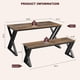 thumbnail image 3 of Dining mesa bench set para 4, kitchen mesa con 2 benches, rectangular dining room mesa set, sturdy metal frame, space-saving para kitchen, dining room, apartment - vintage brown, 3 of 7