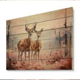 thumbnail image 2 of Designart "Deer Gentle Pink Wilderness II" Animals Print on Natural Pine Wood, 2 of 5
