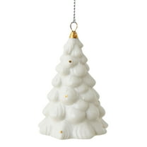 HCTSHG Lighted Ceramic Christmas Tree, White Tabletop Xmas Figurines with Lights, Holiday Decor for Home, White Christmas Themed Decorations