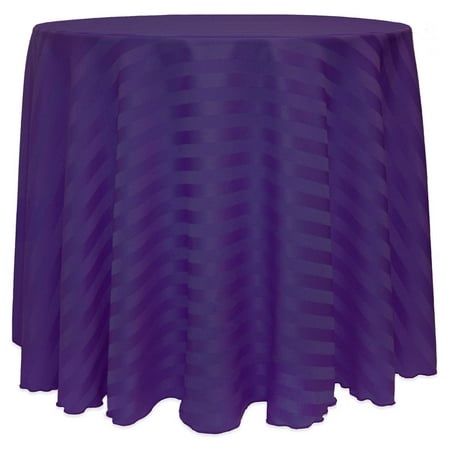 

Ultimate Textile (3 Pack) Satin-Stripe 96-Inch Round Tablecloth - for Wedding and Catering Hotel or Home Dining use Purple