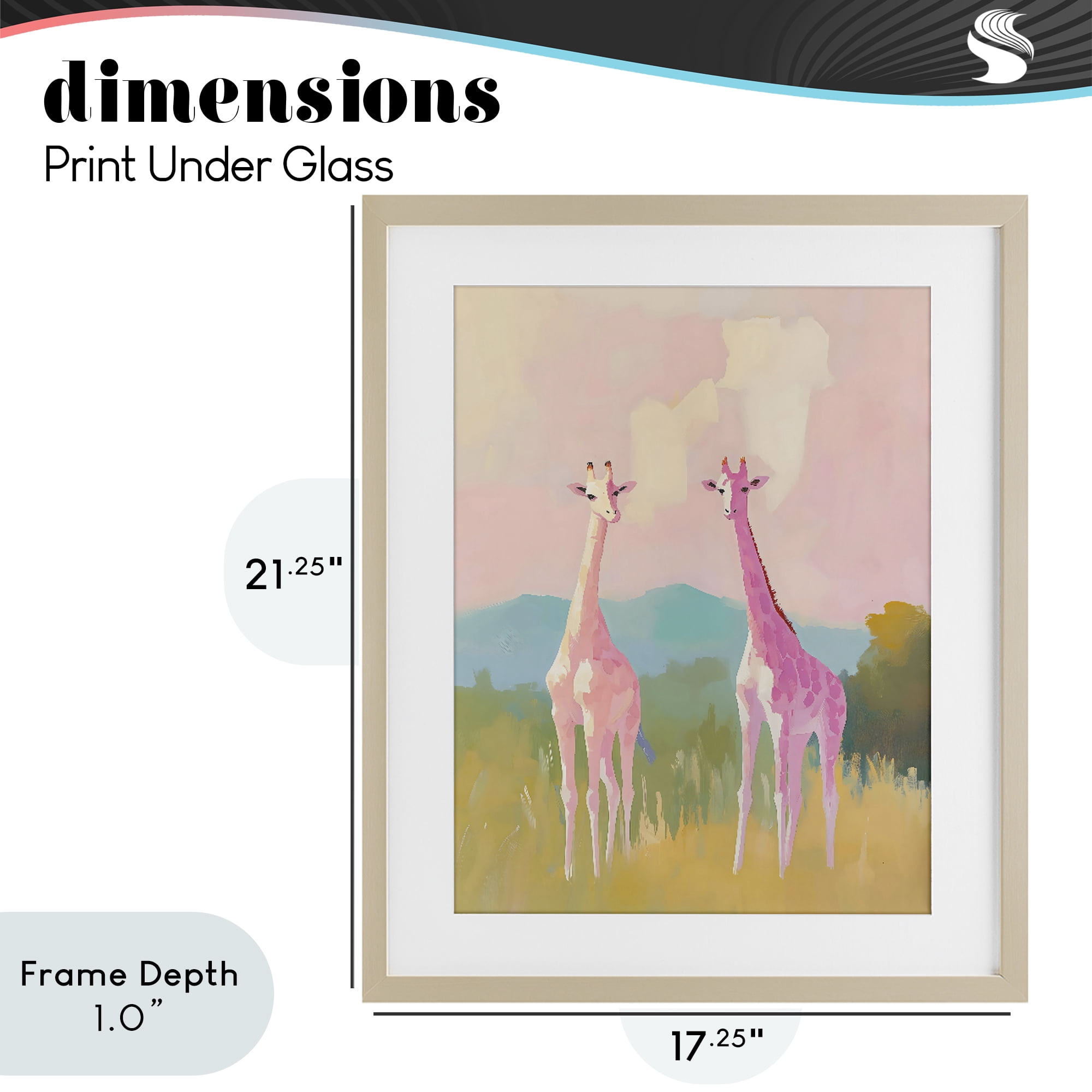 Stupell Industries Pink Giraffes on Savanna Birch Framed Print Under Glass, design by The Prints Vibe