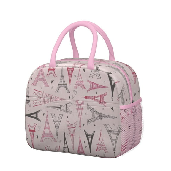 Pink Lunch Bag for Women Reusable Insulated Lunch Bags, Leakproof Cooler Food Lunch Tote Bag, Large Capacity Cute Lunch Box for Work School Travel Picnic