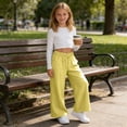 thumbnail image 6 of Fesfesfes Girls Cotton Linen Wide Leg Pants Loose Fit Drawstring Trousers with Pockets, Lightweight Summer Casual Bottoms for School Vacation and Everyday Wear Ages 5-14 Years, 6 of 9