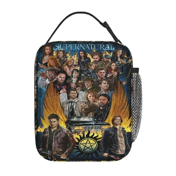Personalized Supernatural Insulated Lunch Box Bag For Women/Men, Leak-Proof & Freezer-Safe, Adjustable Strap & Side Pocket For Work, Camping, Picnic, Beach 10*4*8.5inch