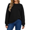 thumbnail image 4 of TEAJOPSUU Womens Crewneck Sweatshirts Chest Pocket Long Sleeve No Hood Sweatshirts Relaxed Fit Casual Fall Winer Pullover for Everyday Gym Yoga Black, 4 of 6