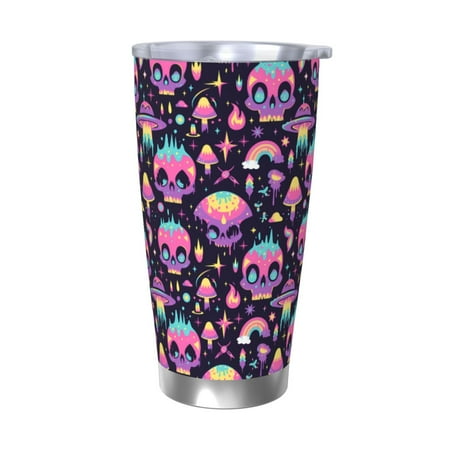 

Susaid cartoon Skull rainbow space Print 20oz Car Cup Insulated Coffee Cup Fully Spill Proof Travel Coffee Mug Stainless Steel Tumbler for Work Home Outdoor Car-Without Straw