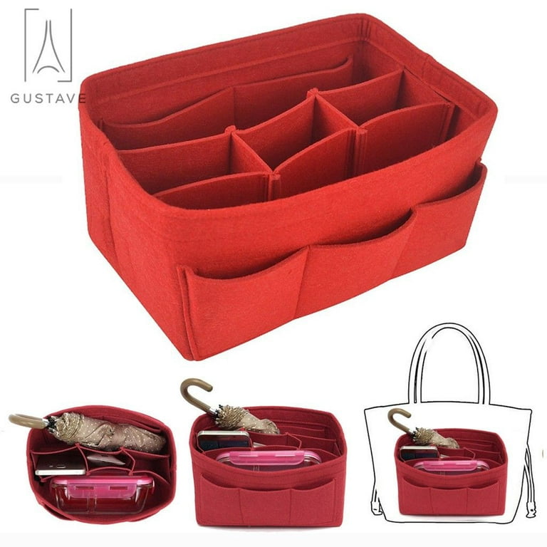Gustave Felt Insert Bag Organizer Makeup Purse Bag in Bag Handbag Tote Shaper for Speedy Neverfull Tote, 11.8*6.2*6.2 inch, Red, Adult Unisex, Size