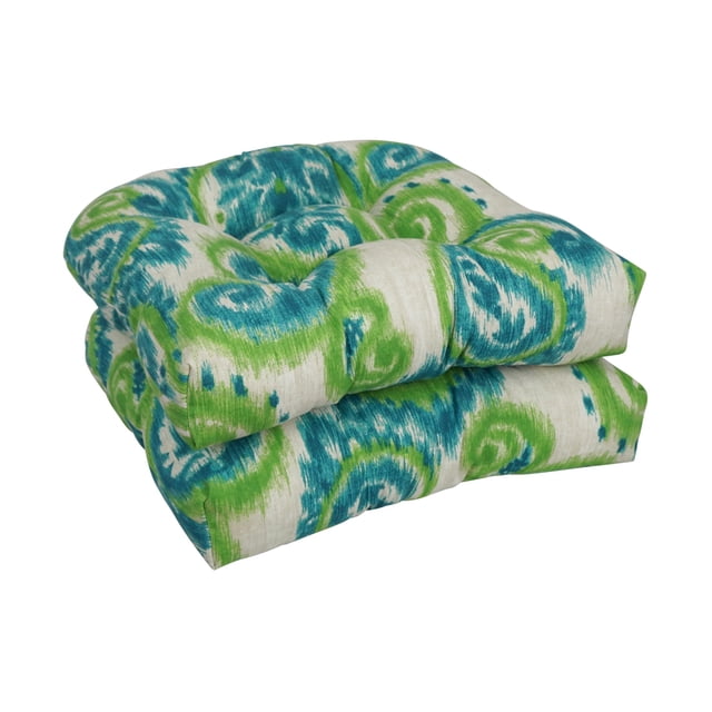 Blazing Needles Outdoor Rounded Back Chair Cushion, 19" x 19", Sorista Teal 2 Count