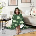 thumbnail image 4 of Wearable Blanket,DarkGreen Cartoon Dinosaurs Leaves Pattern Hooded Wearable Flannel Blanket for Adults & Teens,Winter Poncho Shawl Wrap Cape Cozy Anti-Pill,50"x60", 4 of 5