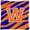 Blue Orange, variant on Monogram Initial W Tiger Stripe - Blue Orange Decorative Fabric Pillow