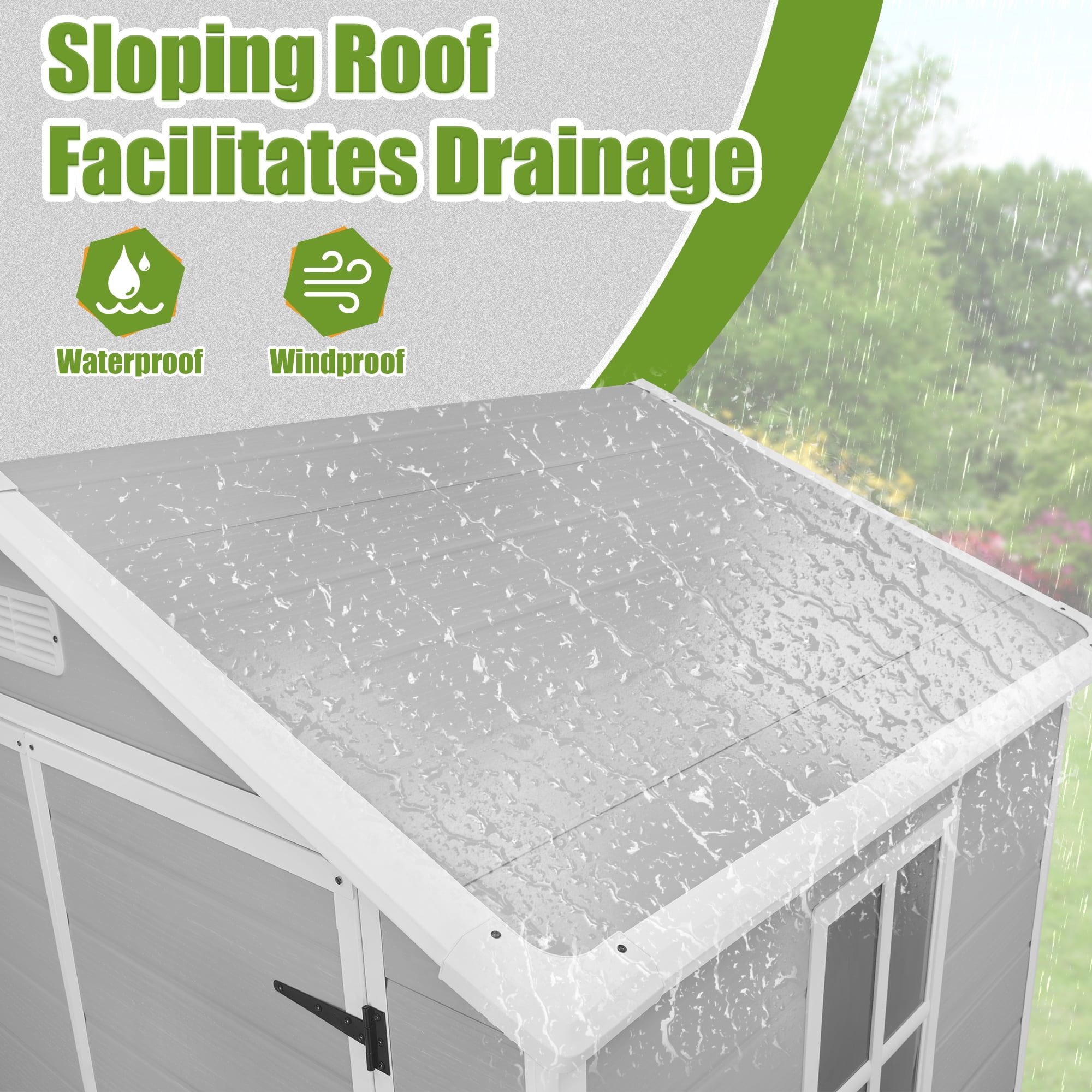 6x4 FT Resin Storage Shed, SESSLIFE Backyard Storage Sheds with Lockable Door, Garage Patio Garden Storage Shed, TE2770