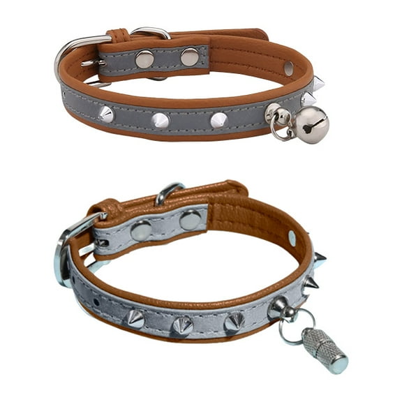 2Set Reflective Spiked Cat Collars with Bells Durable Pet Accessories