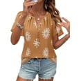 thumbnail image 4 of Womens Summer Boho Blouse Short Sleeve Button Down Floral Top Casual Business Work Shirt Fashion Beach Vacation Tops, 4 of 5