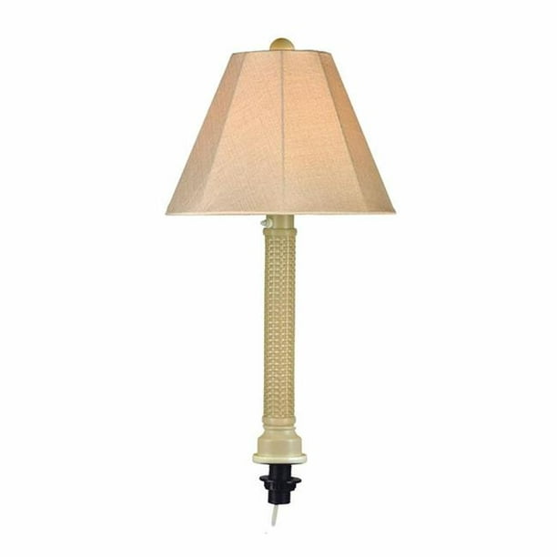 Patio Living Concepts Lampe de Table Parapluie 20785 avec 2 Po en Osier mojavi et Tissu d'Ombre en Lin beige antique Sunbrella