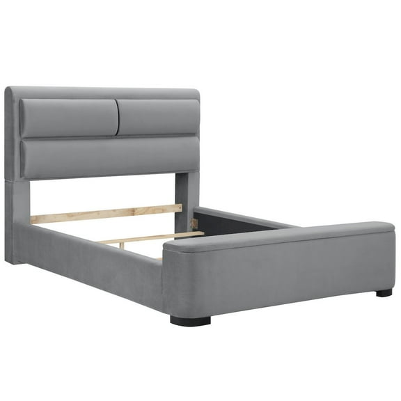 Furniture of America Fremont Contemporary Fabric Queen Bed with Storage in Gray