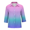 thumbnail image 4 of YVNAURA Womens Floral Print Button Down Long Sleeve Shirt Casual Tunic Blouse Loose Fit Spring Fashion 2026 Round Neck Lightweight Daily Top, Blue,L, 4 of 5