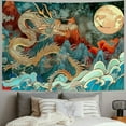 thumbnail image 2 of BCIIG Ukiyo-e Japanese Dragon Tapestry Big Ocean Waves Wall Hanging Underwater World Tapestries Flannel Large Size  Tapestry for Bedroom Living Room, 2 of 6