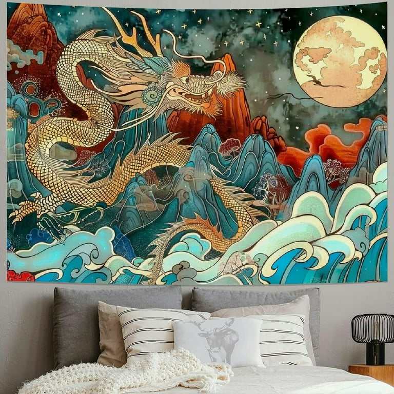Japanese dragon tapestry sale