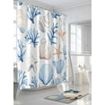 thumbnail image 5 of Ocean Coastal Waterproof Fabric Shower Curtain, Blue Coral Shell Starfish Beach Summer Shower Curtain for Bathroom Curtains Bathtubs Hotel Washable Shower Curtains with 12 Hooks Long 72x78in, 5 of 6
