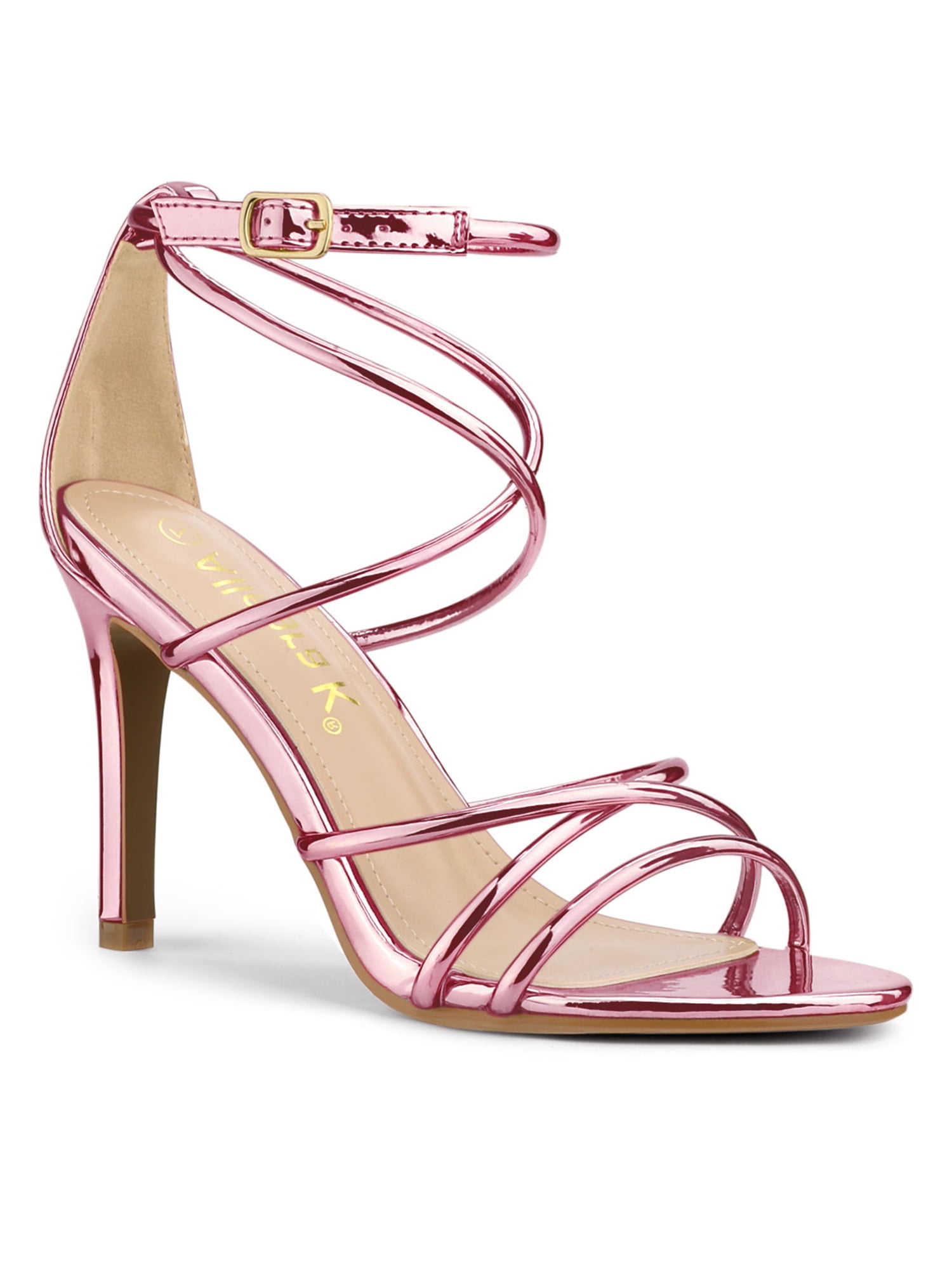 WOMENS PINK HIGH-HEEL PLATFORM STILETTO STRAPPY SANDALS PARTY SHOES SIZES 3-8 