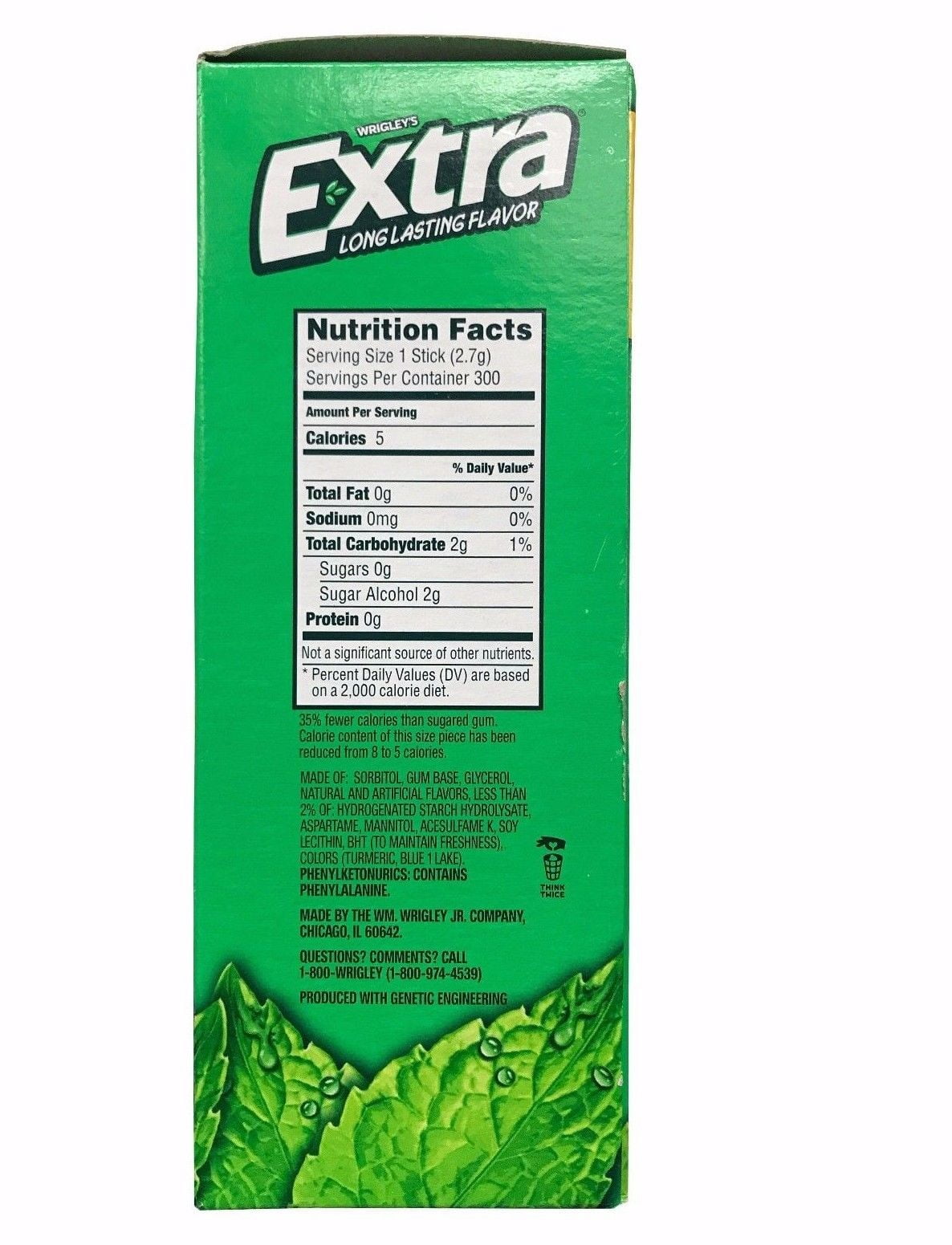 Extra Spearmint Gum, (15 per Pack, 20 Pack)