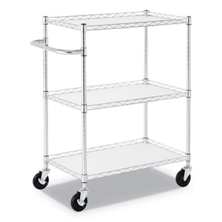 Wire Cart with Liners with 3-Shelves, Silver - 34 x 18 x 40 in.